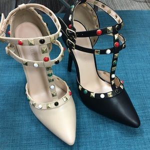 Black multi studded heel